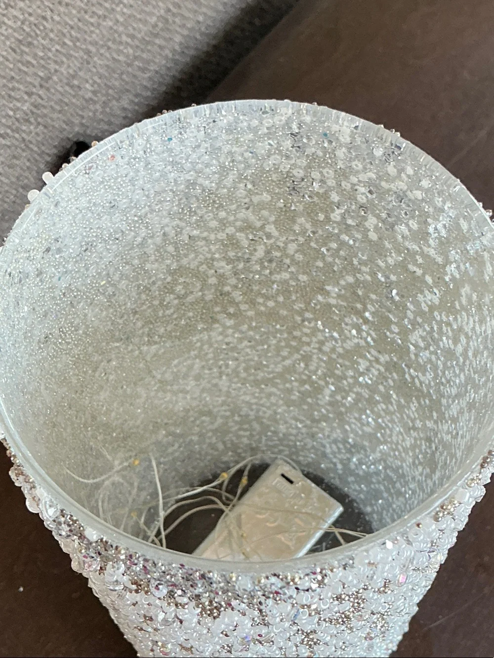 Beaded White Decorative Vase - Elegant Home Accent